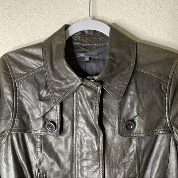 Vince womens brown 100% leather full zip Jacket M - Picture 8 of 10